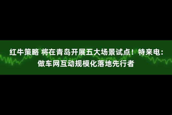 红牛策略 将在青岛开展五大场景试点！特来电：做车网互动规模化落地先行者