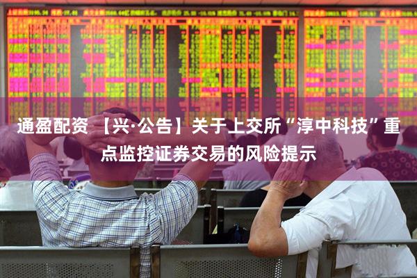 通盈配资 【兴·公告】关于上交所“淳中科技”重点监控证券交易的风险提示