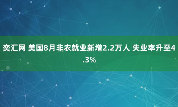 奕汇网 美国8月非农就业新增2.2万人 失业率升至4.3%