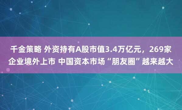 千金策略 外资持有A股市值3.4万亿元，269家企业境外上市 中国资本市场“朋友圈”越来越大